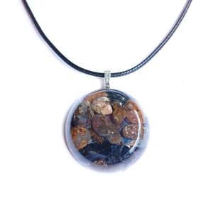 Dragon's blood Jasper orgonite pendant on black cord necklace unisex new